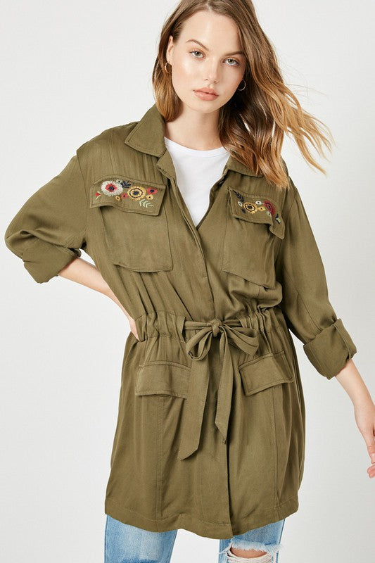 Embroidered Cargo Jacket