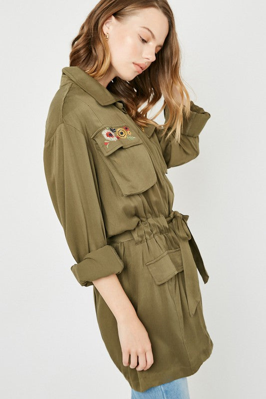 Embroidered Cargo Jacket
