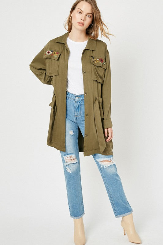 Embroidered Cargo Jacket