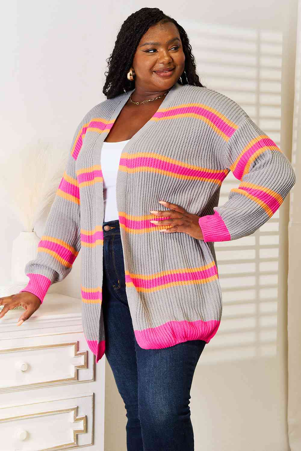 Mixed Ribbed Cardigan