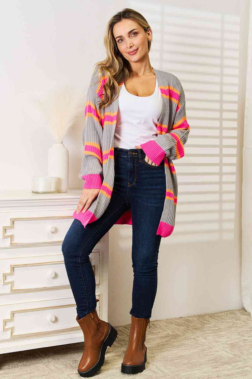 Mixed Ribbed Cardigan