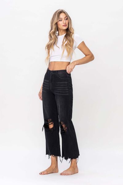 Distressed Crop Flare Jeans