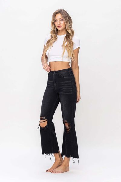 Distressed Crop Flare Jeans