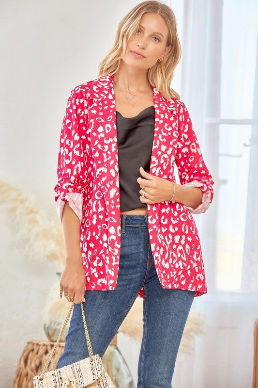 Hot Pink Leopard Blazer