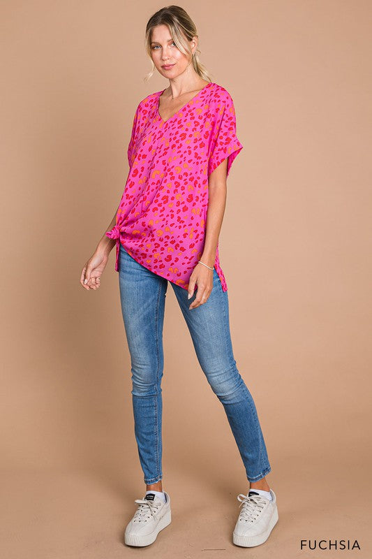 Leopard Printed V Neck