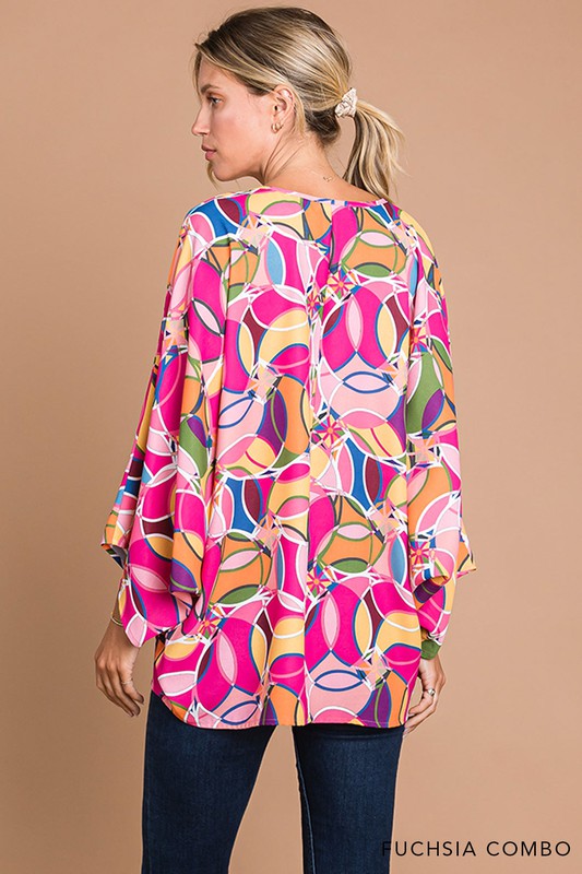 Flow Print Oversize Top