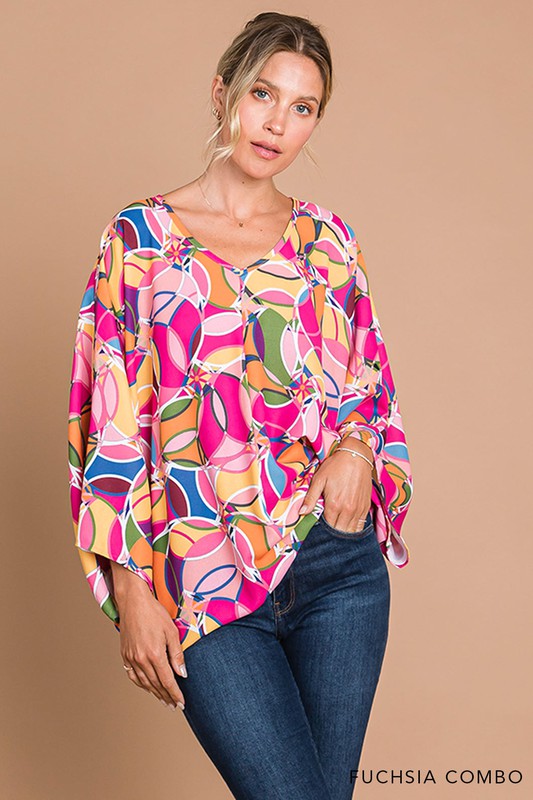 Flow Print Oversize Top