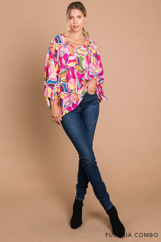 Flow Print Oversize Top