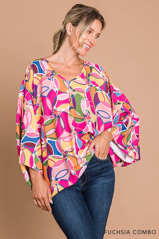 Flow Print Oversize Top