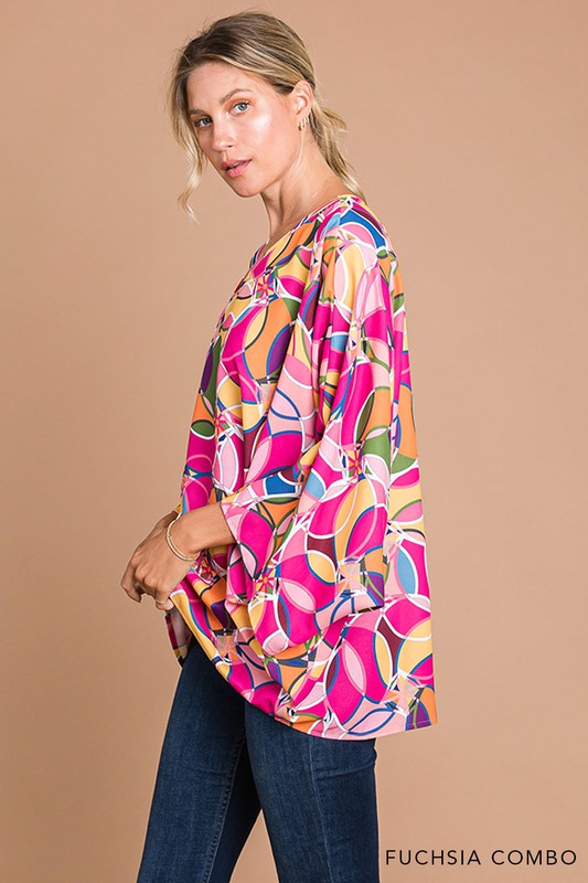 Flow Print Oversize Top