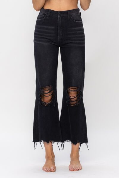 Distressed Crop Flare Jeans