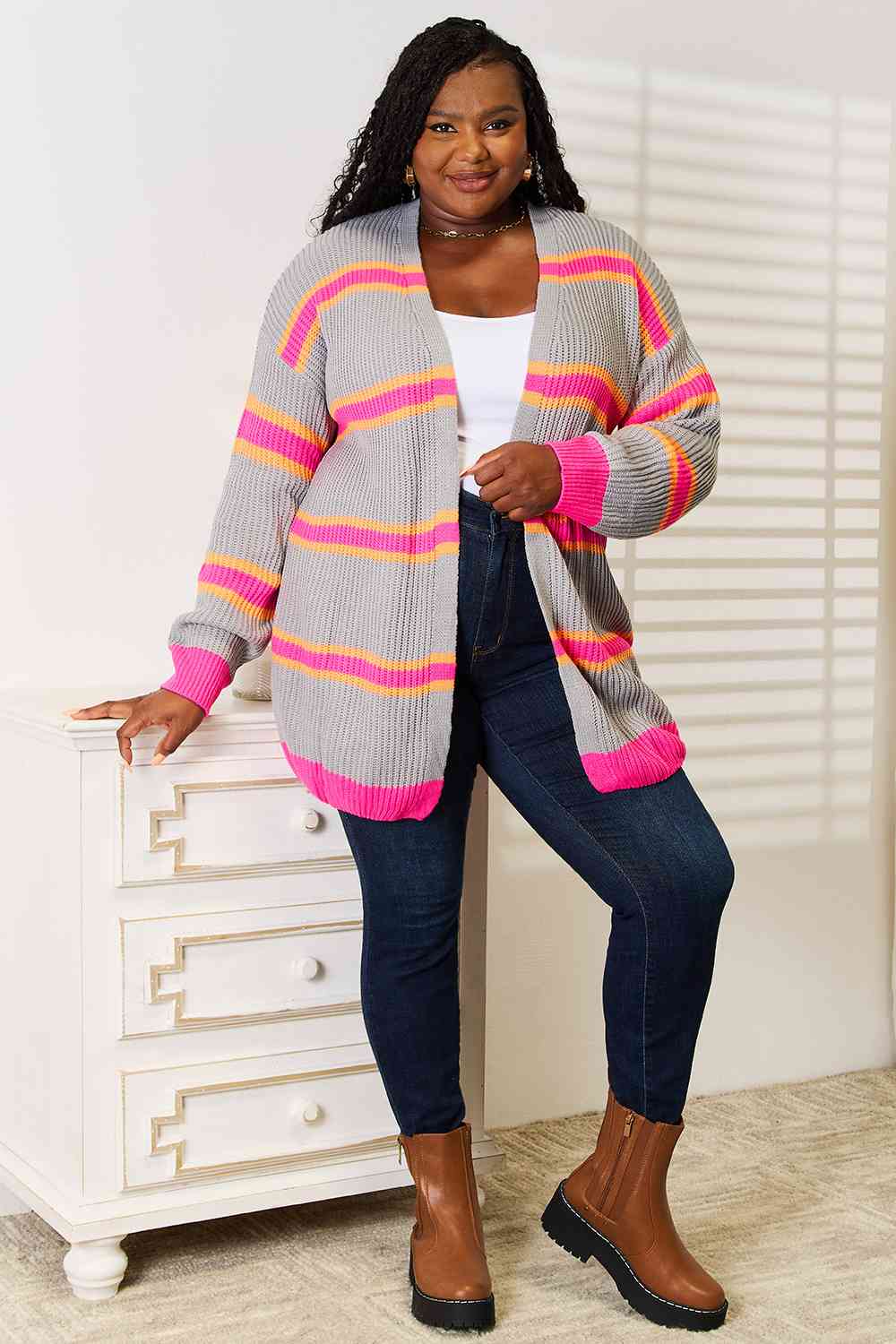 Mixed Ribbed Cardigan