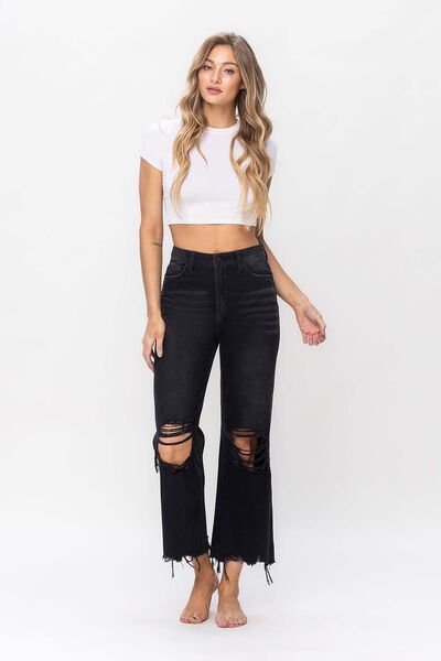 Distressed Crop Flare Jeans