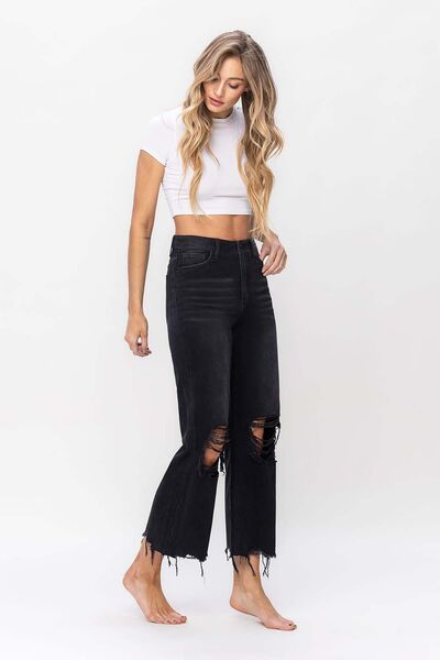 Distressed Crop Flare Jeans