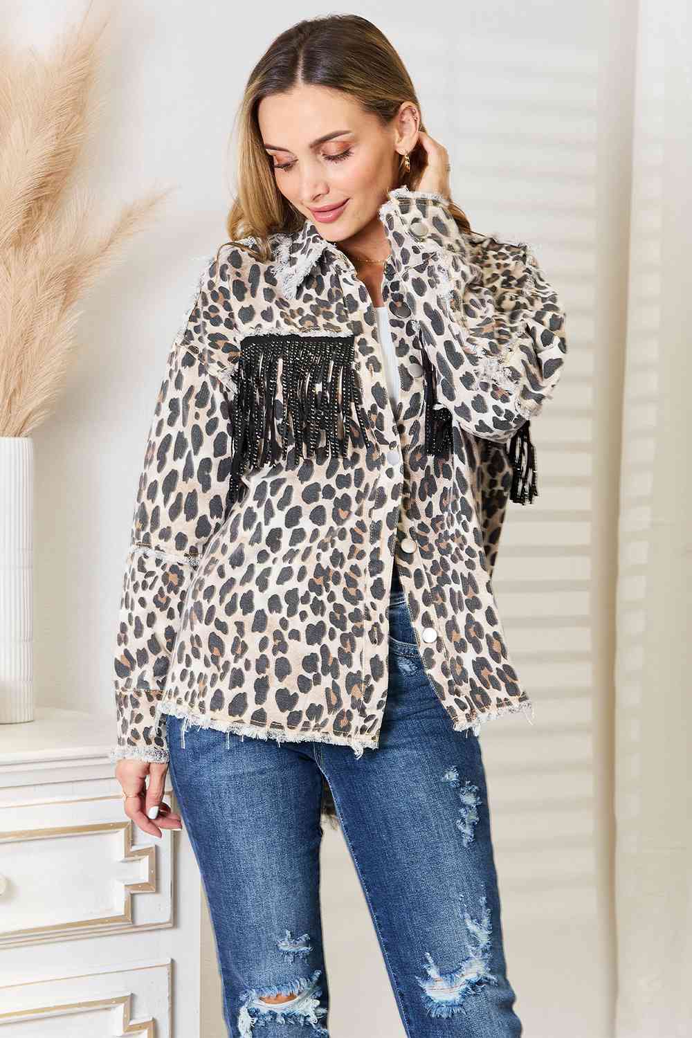 Leopard Fringe Jacket