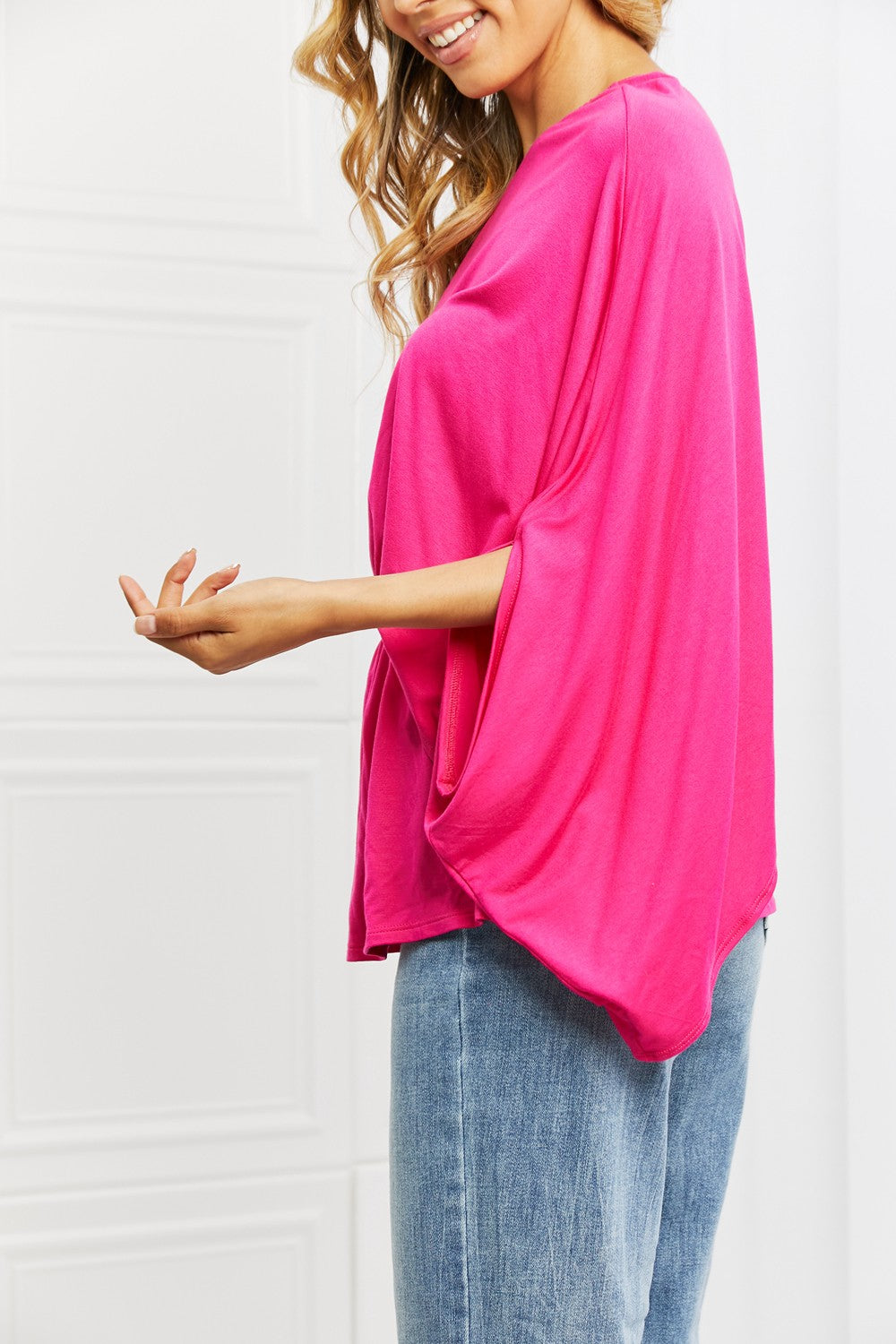 One Shoulder Top Hot Pink