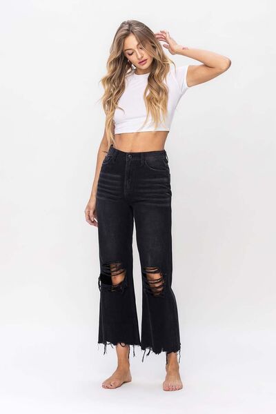 Distressed Crop Flare Jeans