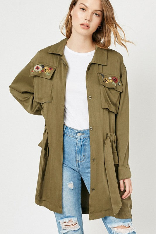 Embroidered Cargo Jacket