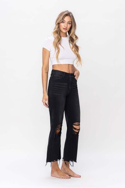 Distressed Crop Flare Jeans